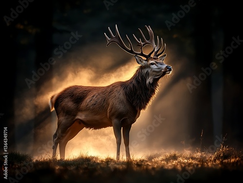 Majestic Deer in Dawn Forest