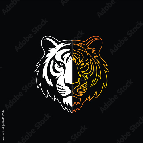 Modern Tiger Head Vector Logo – Bold Illustration with black Eyes & Clean Design