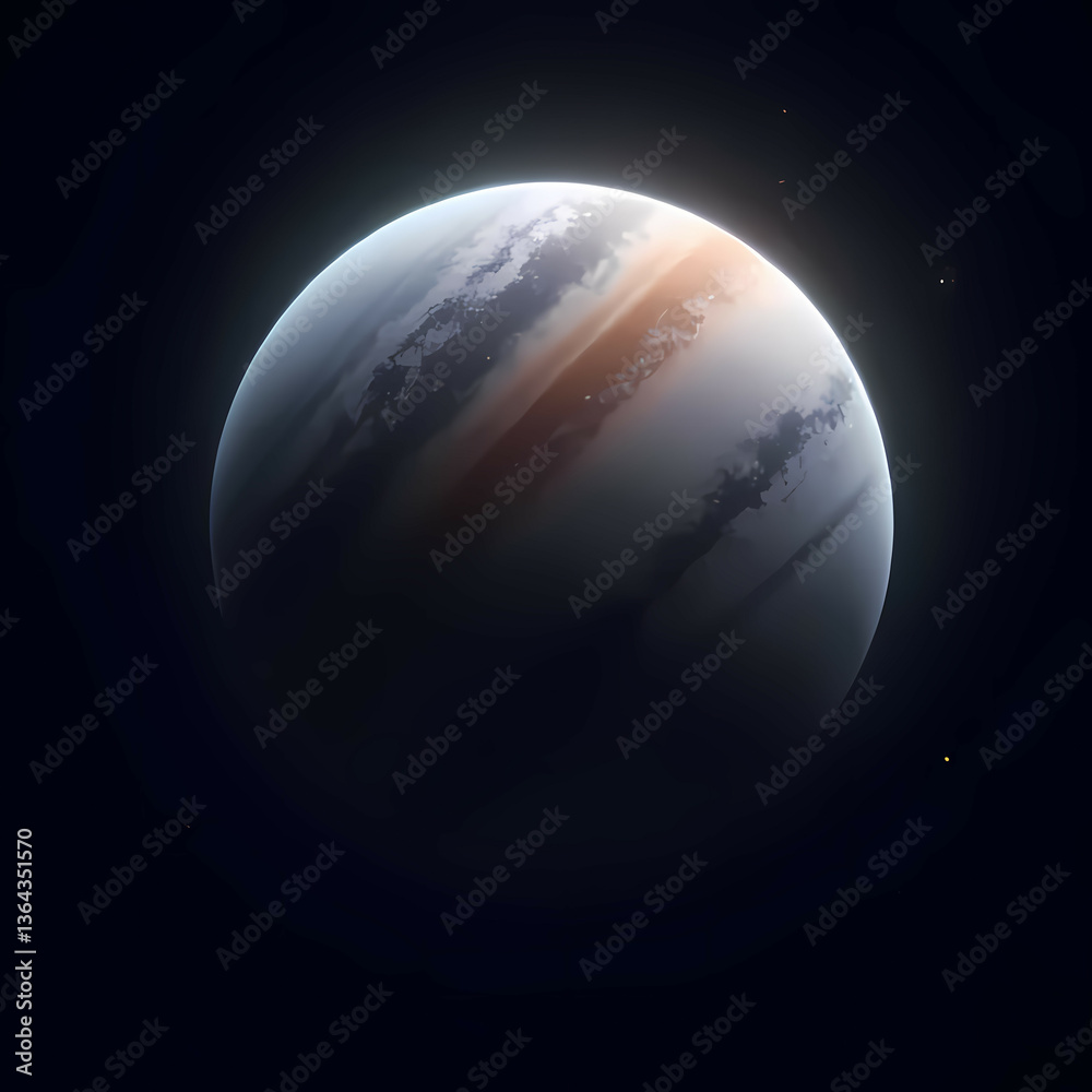 Obraz premium Celestial Minimalism: Twinkling Gas Giant in Zero Gravity