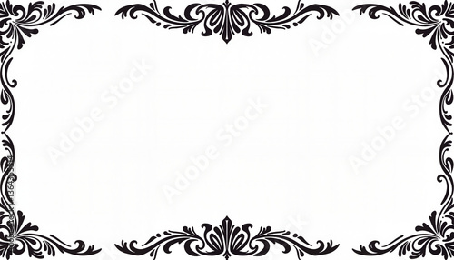 Classic black and white wedding border with floral motifs, timeless elegance