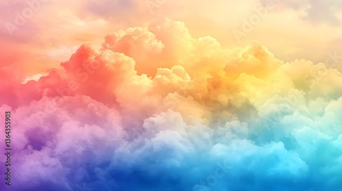 Colorful Dreamy Clouds in Soft Pastel Shades of Sky and Sunlight