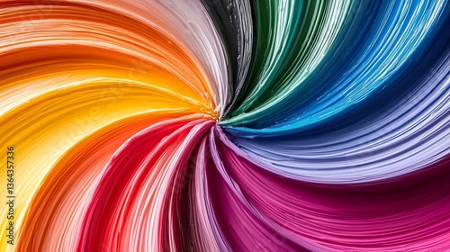 Vibrant Swirl of Colorful Paint Strokes Creating an Artistic Design
