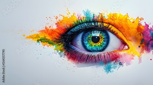Vibrant Abstract Eye with Colorful Splash Art and Creative Design