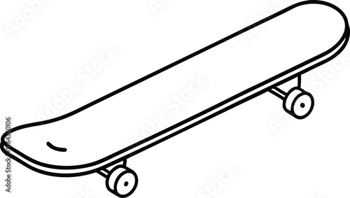 skateboard coloring book page,skateboard line art vector