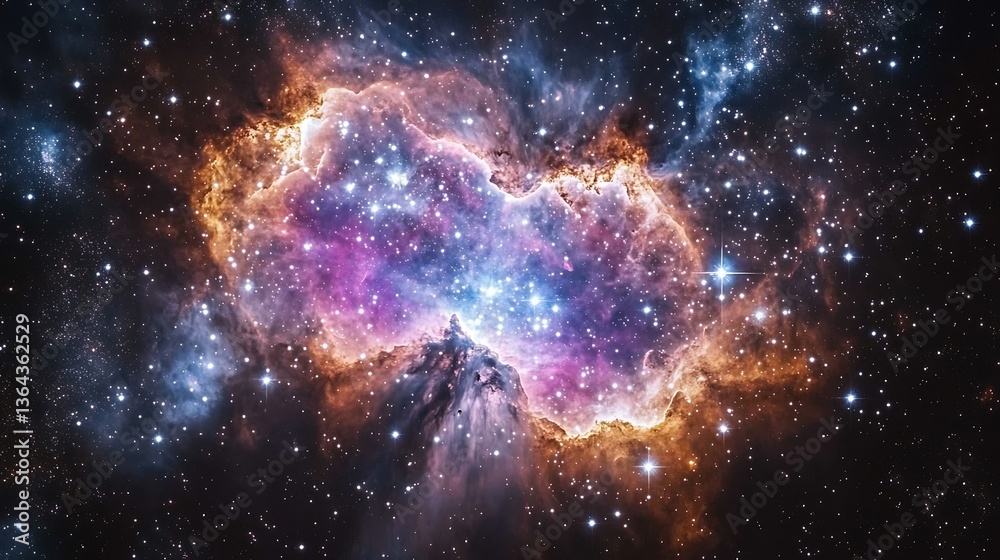 Fototapeta premium Vivid nebula with vibrant colors and stars.