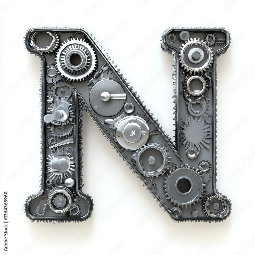 Engineering-themed letter N Engineering-themed letter N