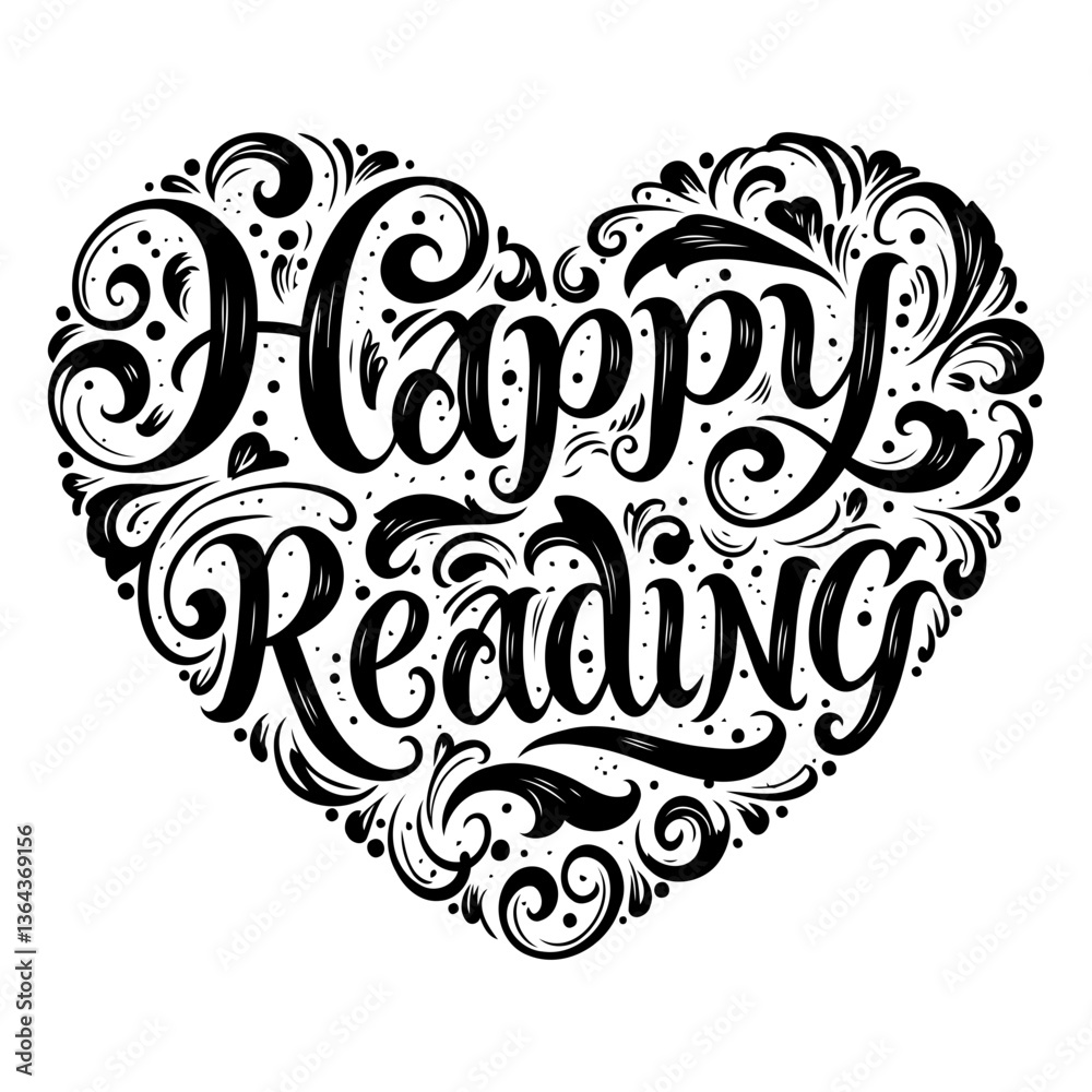 Heart-shaped Happy Reading design, ideal for book marketing Heart-shaped Happy Reading design, ideal for book marketing