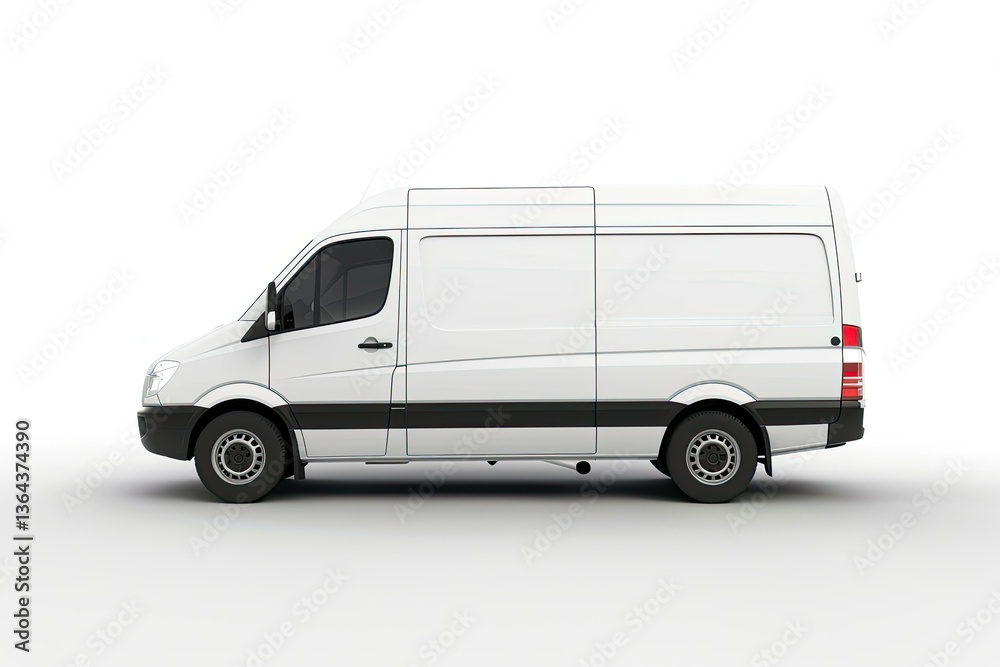 Premium Quality Visual of White Cargo Van on White Background White Side View Premium Quality Visual of White Cargo Van on White Background White Side View