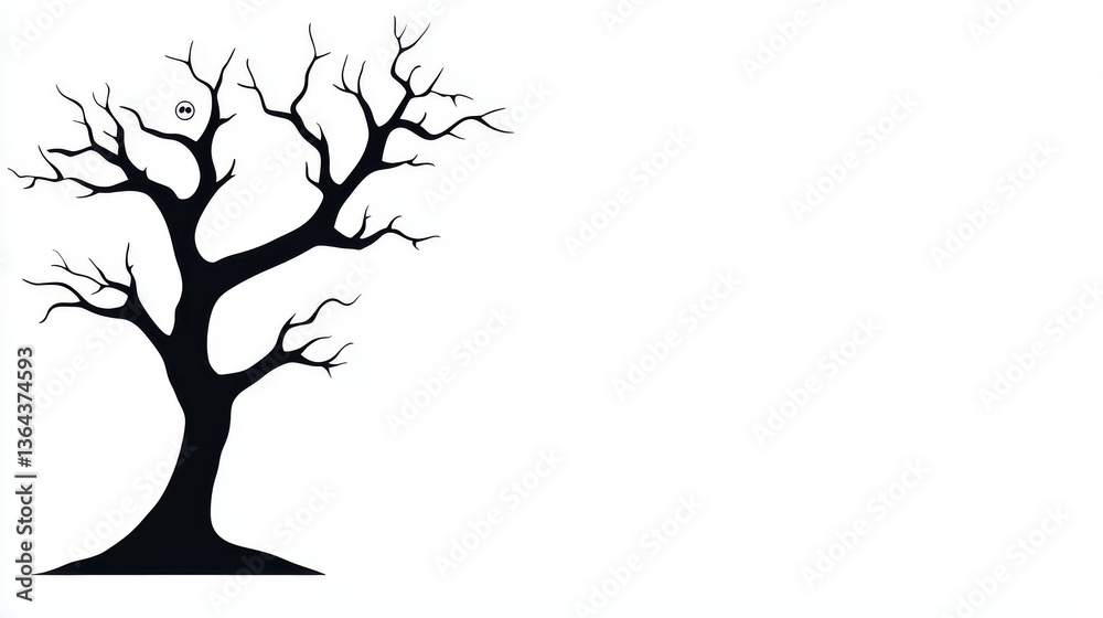 Obraz premium Silhouette of a Bare Winter Tree against White Background Perfect for Seasonal Designs