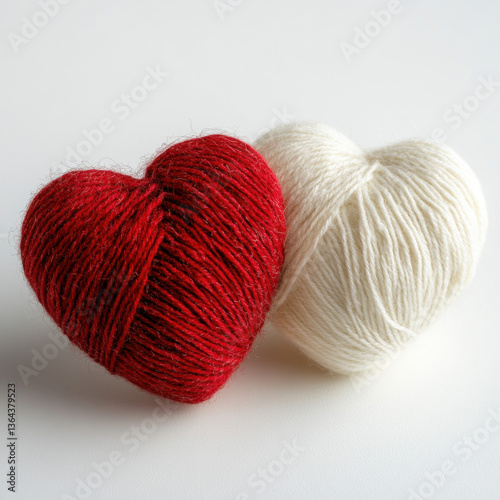 Colorful yarn balls in soft wool for knitting and crochet, showcasing various threads in red, blue, green, and white, highlighting a cozy textile craft hobby photo