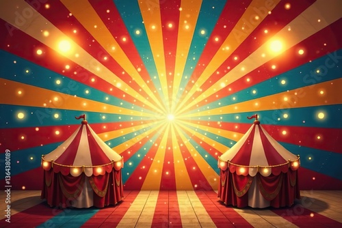 Circus themed background design with retro rays and vintage sunbeam burst for party invitations, carnival tickets, fair posters, and more,  carnival,  fair poster