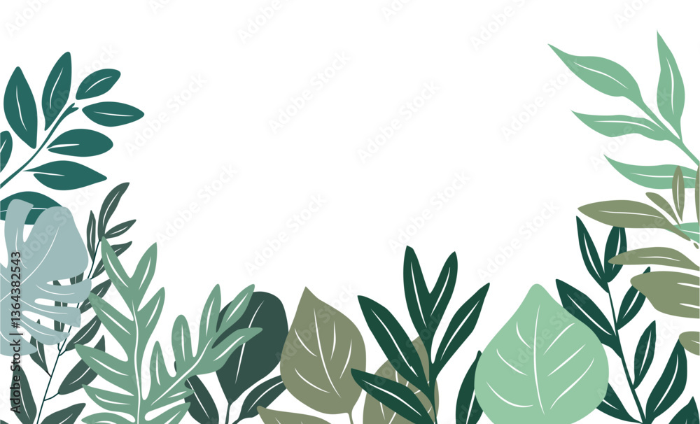 Tropical green leaves background, border, frame. Vector art illustration isolated Tropical green leaves background, border, frame. Vector art illustration isolated