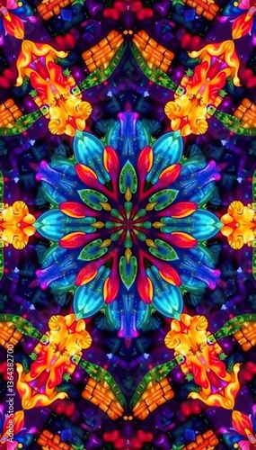 Colorful geometric shapes in a kaleidoscope pattern,  pattern,  shapes