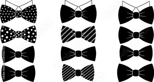 Vector black bow ties icons set
