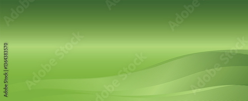 Vector green line background curve element with green space for text and message design, overlapping layers, vector