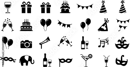 Vector black party icons set

