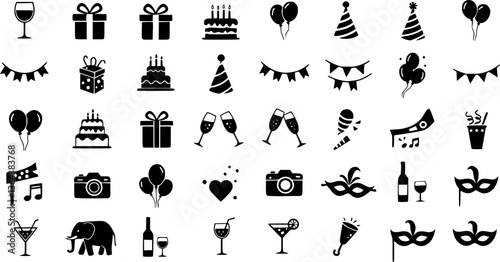 Vector black party icons set
