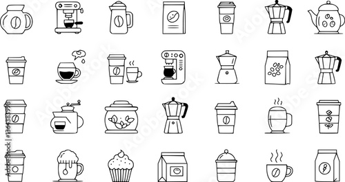 Vector line Coffee and Accessories icons set
