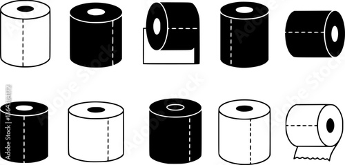 Vector black toilet paper icons set
