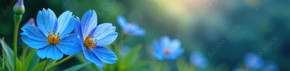 Obraz premium Close-up shot of vivid blue flowers blooming from native highland Andean plants, wilderness, outdoor