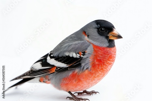 High Quality Visual of Bullfinch Isolated on White Background