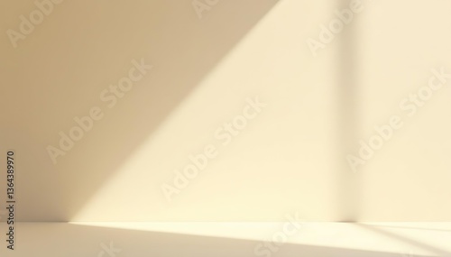 Gentle light beige background with soft window shadow, minimalistic for product presentation, neutral,  beige