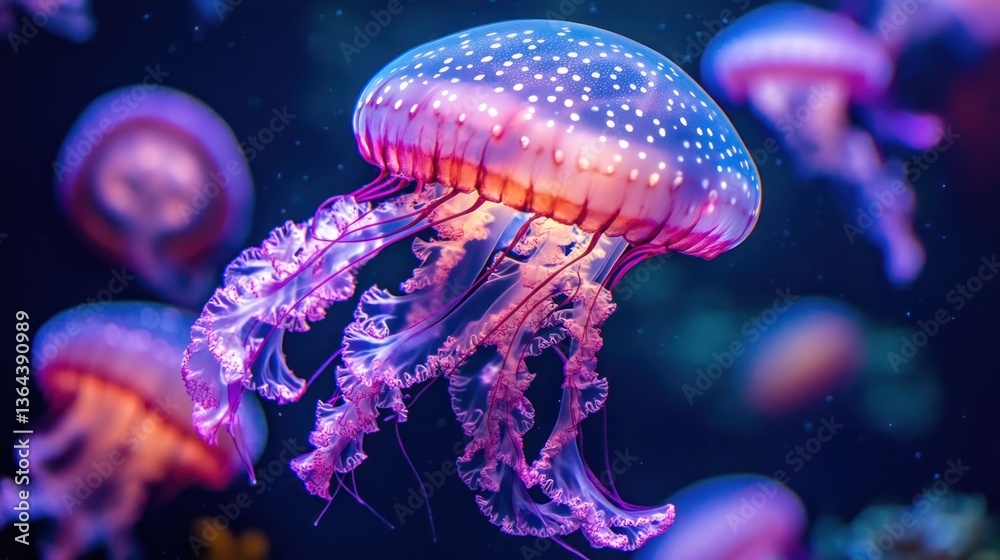 Obraz premium Fiery Jellyfish Swarm