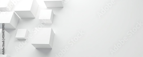 Geometric abstract white background created from squares in 3D rendering,  pattern,  minimalistic