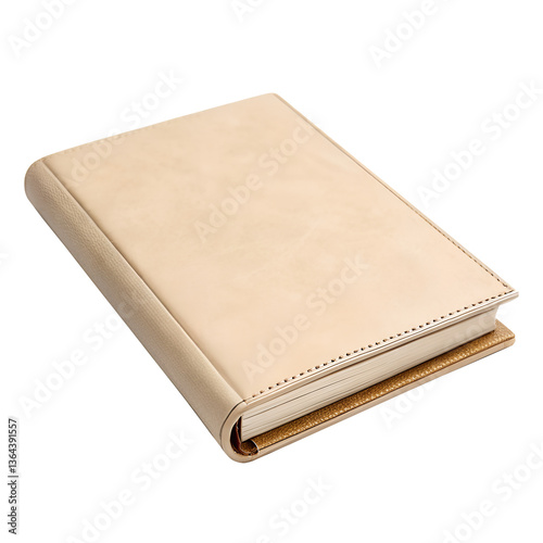 A leather-bound book, Minimalist design isolated on a transparent background photo