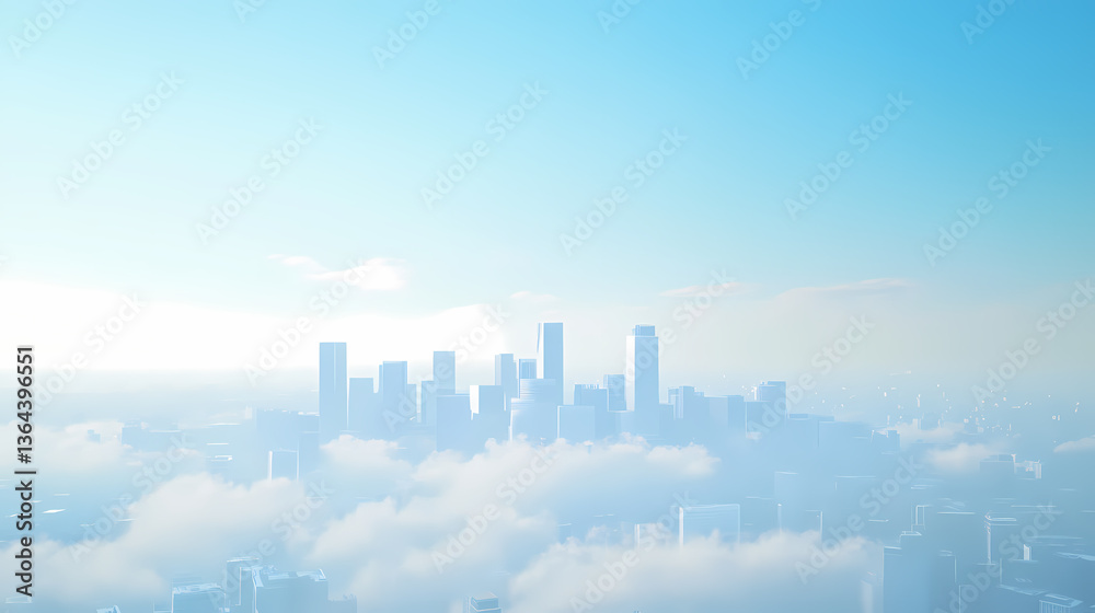 Fototapeta premium Modern City Skyline Above the Clouds