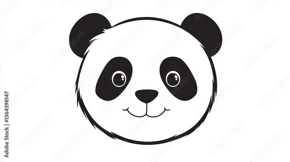 Cute Panda Face with Cartoon Animal, and Black White. Cute Panda Face with Cartoon Animal, and Black White.