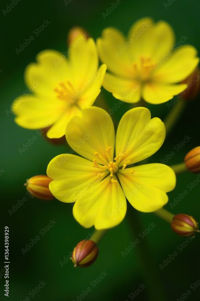 Fototapeta premium Close-up of vibrant yellow hypericum flowers with delicate petals and intricate details, perfect for a botanical background or nature concept, close-up, hypericum