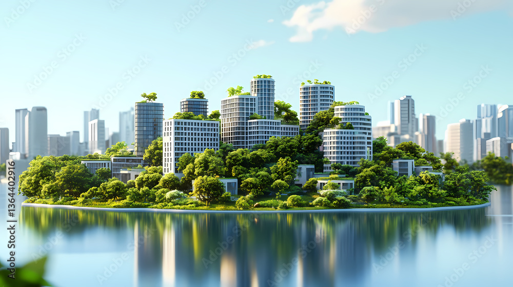 Fototapeta premium Sustainable Urban Island Cityscape