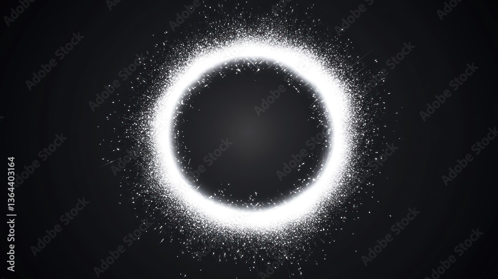 Fototapeta premium Empty Circle in Particle Ring, Dark Background