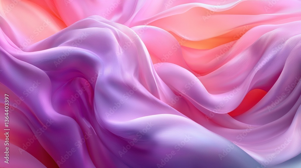 Swirling, textured fabric waves in blended purple, pink, and orange hues Swirling, textured fabric waves in blended purple, pink, and orange hues