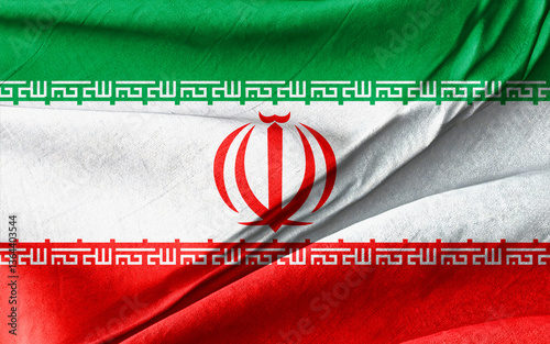Closeup of the Iranian Flag Displaying Vibrant Elements and National Symbols