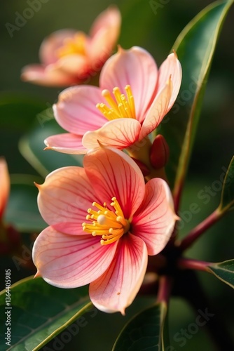 Close-up photo of Pineapple Guava fruit flowers in St Gallen, Switzerland, showcasing delicate petals and vibrant colors,  Feijoa,  exotic