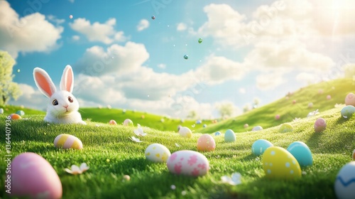 Obraz na płótnie Happy Easter day with Colorful Easter eggs,Spring holiday,Happy easter eggs,festive clip art,Happy Easter greeting card, poster, banner template,april festive concept. w salonie