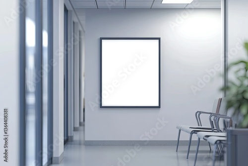 Mockup A4 White Paper or White Promotion Poster Displayed in Medical Clinic or Hospital