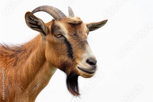 High Resolution Picture of Brown Goat Isolated on White Background