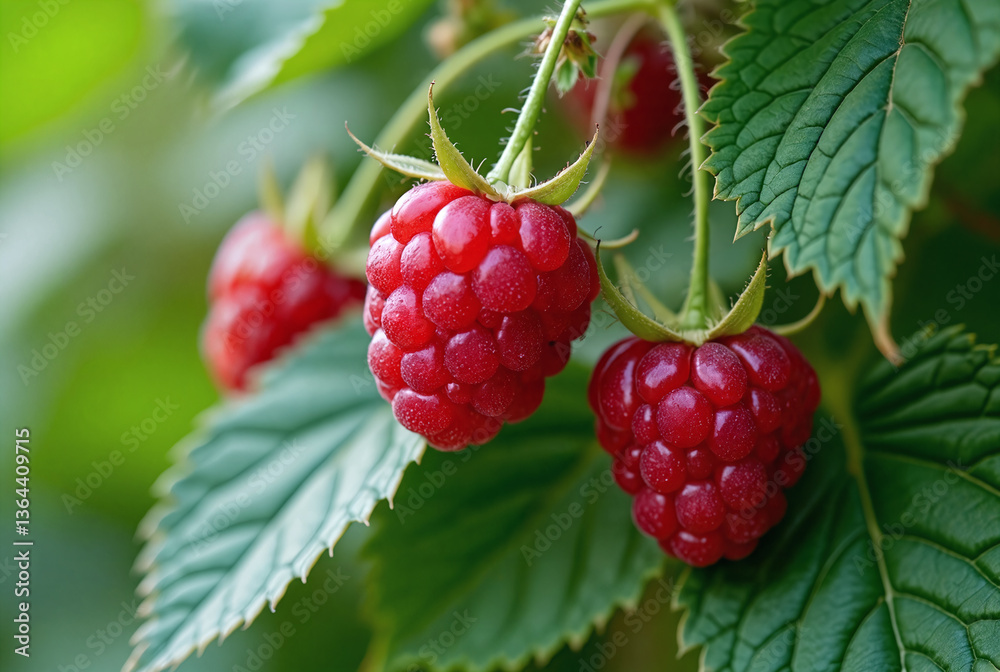 ripe raspberry on a branch ripe raspberry on a branch