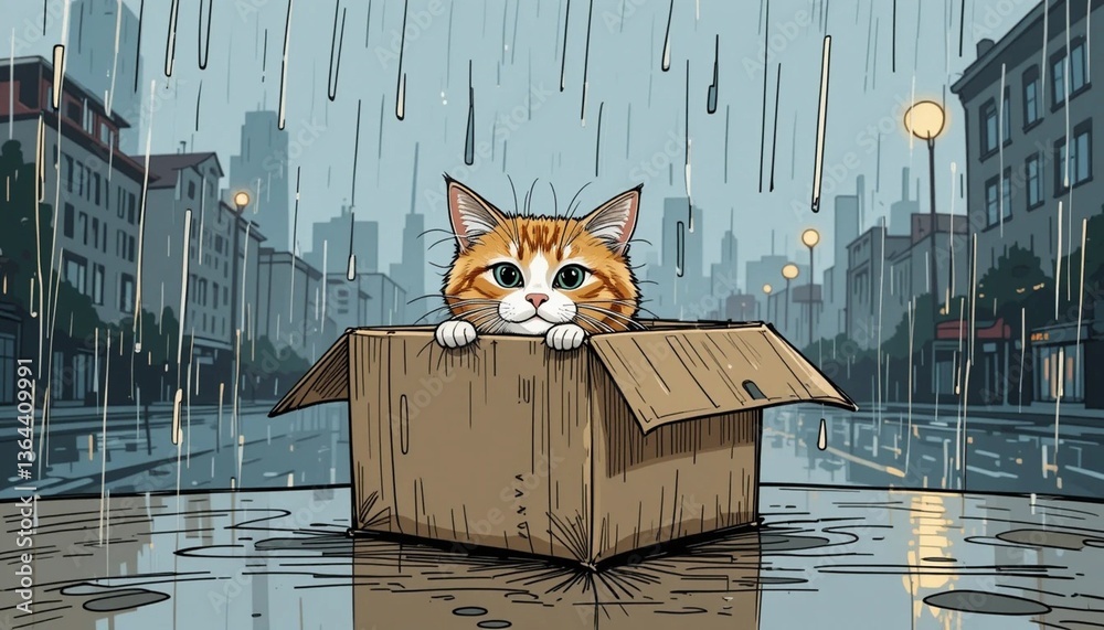 Obraz premium a cat in a paper box. Generative AI