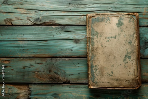 Pixel Perfect Image of Photo Blank Brochure Cover on a Wooden Vintage Texture