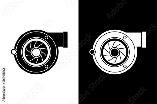 Minimalist Turbocharger Silhouette Icon Crisp Vector Graphic.