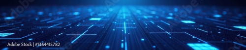 Futuristic digital grid with interconnected square blocks on blue background,  abstract,  technology