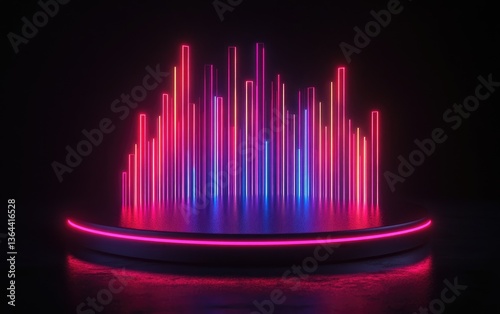 Neon equalizer display on a pedestal