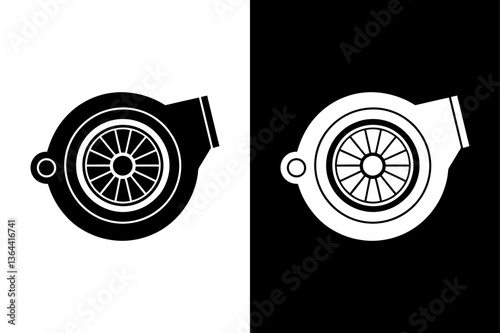 Download Turbocharger Silhouette Vector Clean Black & White Design.