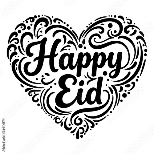 Heart-shaped Happy Eid graphic, perfect for marketing