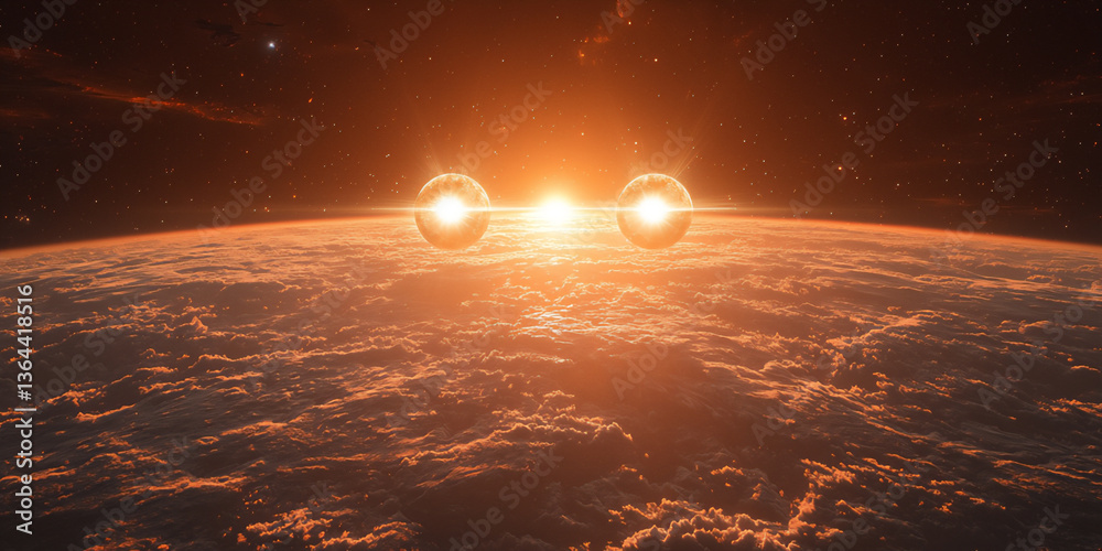 Obraz premium exoplanet with twin stars