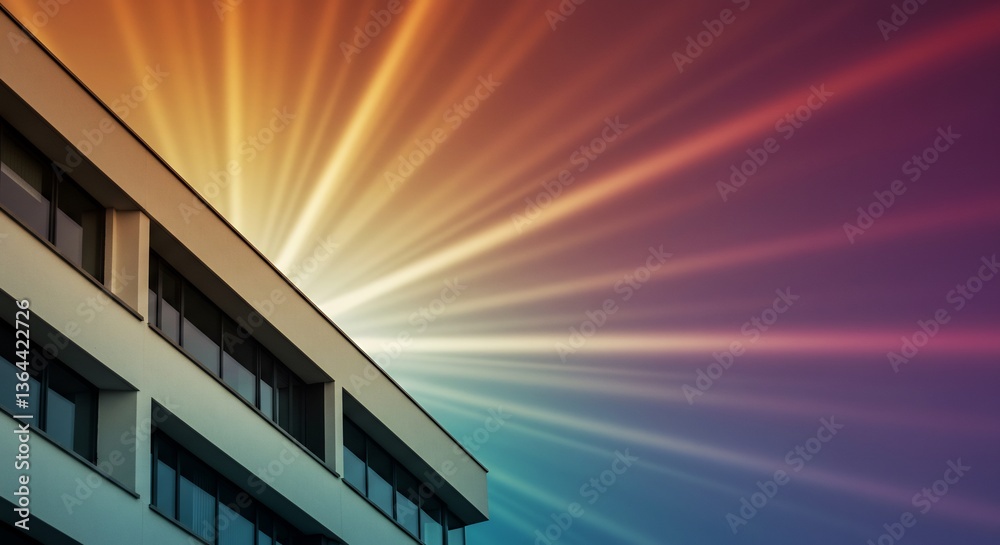Fototapeta premium Radiant Sunrise Bathes Modern Building. AI Generated